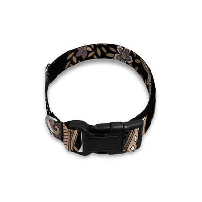 Dark Brown Paisley Pattern Print Dog Collar