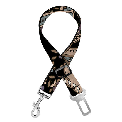 Dark Brown Paisley Pattern Print Dog Seat Belt