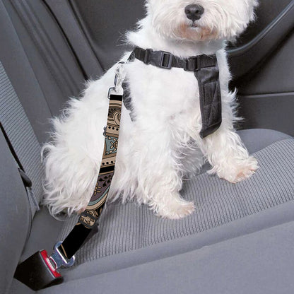 Dark Brown Paisley Pattern Print Dog Seat Belt