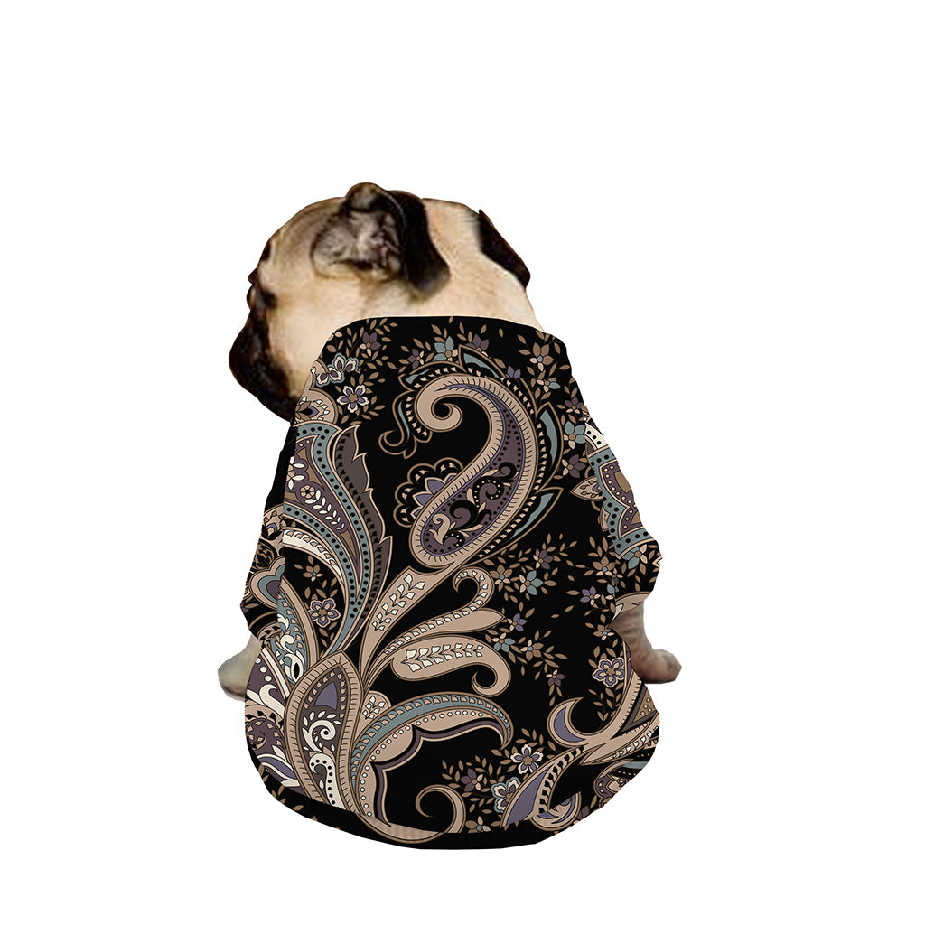 Dark Brown Paisley Pattern Print Dog Zip Up Jacket