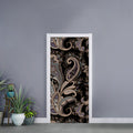 Dark Brown Paisley Pattern Print Door Sticker