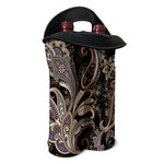 Dark Brown Paisley Pattern Print Double Neoprene Wine Tote