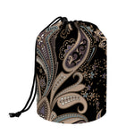 Dark Brown Paisley Pattern Print Drawstring Makeup Bag