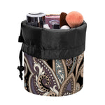 Dark Brown Paisley Pattern Print Drawstring Makeup Bag