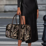 Dark Brown Paisley Pattern Print Duffle Bag