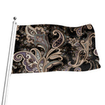 Dark Brown Paisley Pattern Print Flag