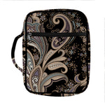 Dark Brown Paisley Pattern Print Front Pocket Bible Bag