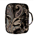 Dark Brown Paisley Pattern Print Front Pocket Bible Bag
