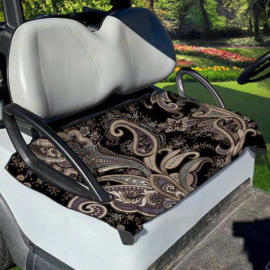 Dark Brown Paisley Pattern Print Golf Cart Seat Cover