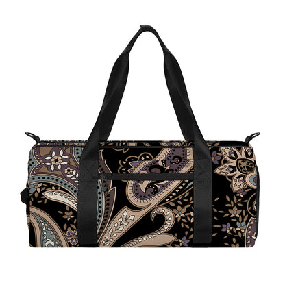Dark Brown Paisley Pattern Print Gym Bag