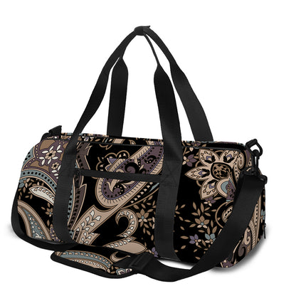 Dark Brown Paisley Pattern Print Gym Bag