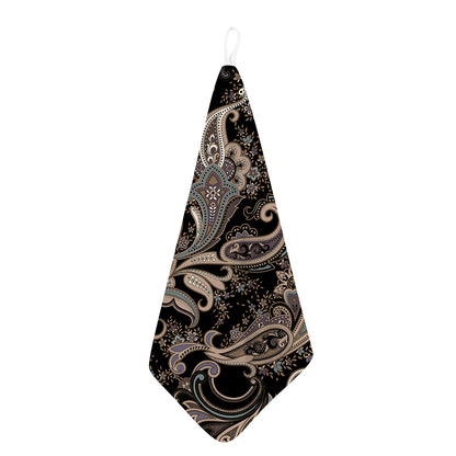 Dark Brown Paisley Pattern Print Hand Towel
