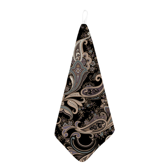 Dark Brown Paisley Pattern Print Hand Towel