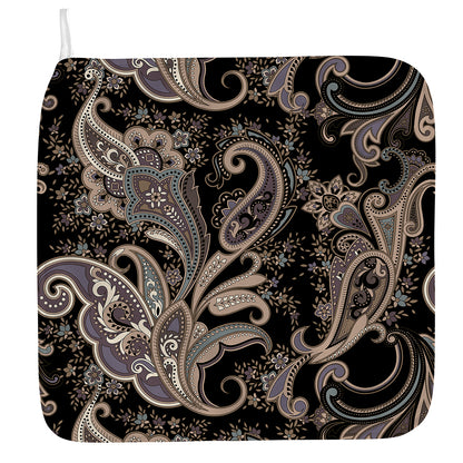Dark Brown Paisley Pattern Print Hand Towel