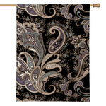 Dark Brown Paisley Pattern Print House Flag