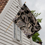 Dark Brown Paisley Pattern Print House Flag