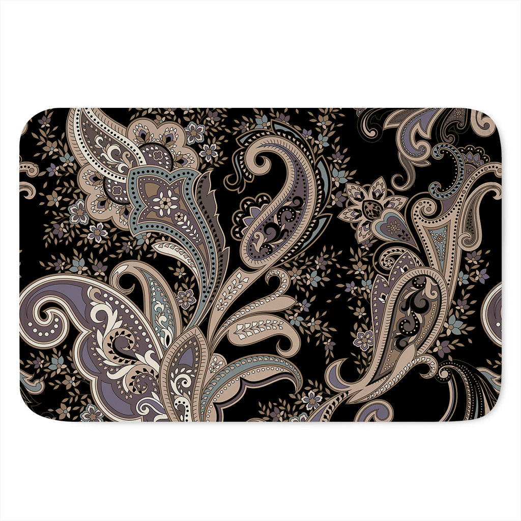 Dark Brown Paisley Pattern Print Indoor Door Mat