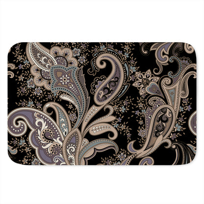 Dark Brown Paisley Pattern Print Indoor Door Mat