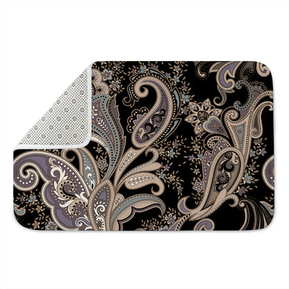 Dark Brown Paisley Pattern Print Indoor Door Mat