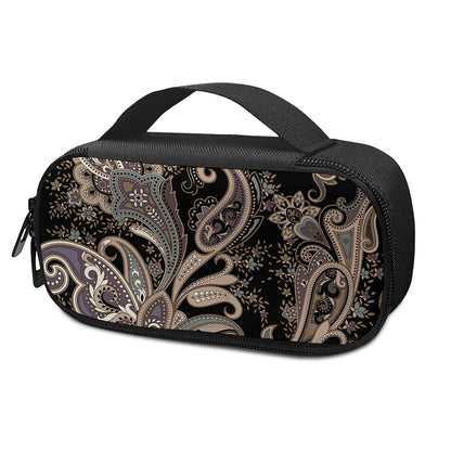 Dark Brown Paisley Pattern Print Insulin Cooler Travel Case