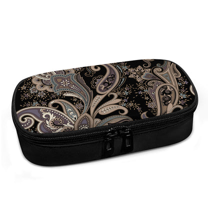 Dark Brown Paisley Pattern Print Insulin Cooler Travel Case