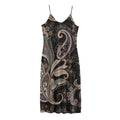 Dark Brown Paisley Pattern Print Jersey Midi Cami Dress