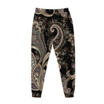 Dark Brown Paisley Pattern Print Jogger Pants