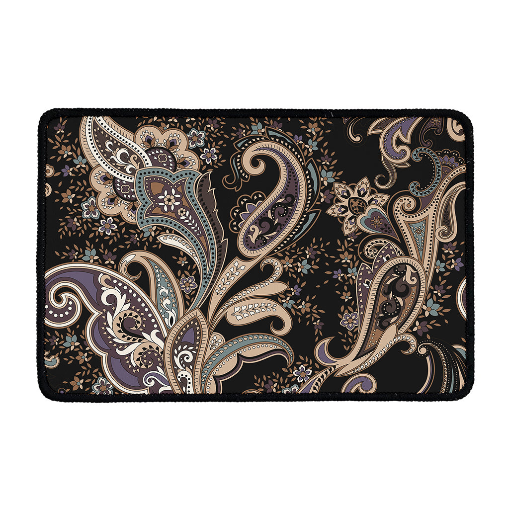 Dark Brown Paisley Pattern Print Kitchen Mat