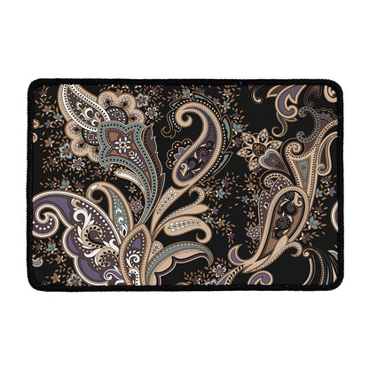 Dark Brown Paisley Pattern Print Kitchen Mat