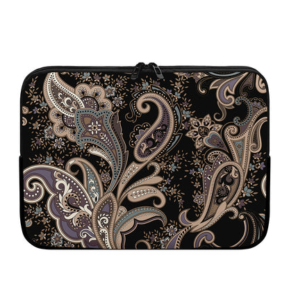 Dark Brown Paisley Pattern Print Laptop Sleeve
