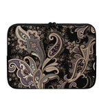 Dark Brown Paisley Pattern Print Laptop Sleeve