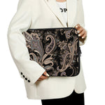 Dark Brown Paisley Pattern Print Laptop Sleeve