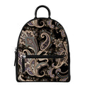 Dark Brown Paisley Pattern Print Leather Backpack