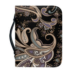 Dark Brown Paisley Pattern Print Leather Bible Cover