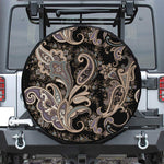 Dark Brown Paisley Pattern Print Leather Spare Tire Cover