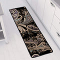 Dark Brown Paisley Pattern Print Long Kitchen Mat