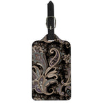 Dark Brown Paisley Pattern Print Luggage Tag