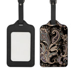 Dark Brown Paisley Pattern Print Luggage Tag