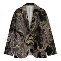 Dark Brown Paisley Pattern Print Men's Blazer