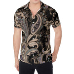 Dark Brown Paisley Pattern Print Men's Shirt