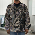 Dark Brown Paisley Pattern Print Men's Shirt Jacket