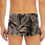 Dark Brown Paisley Pattern Print Men's Short Boxer Briefs