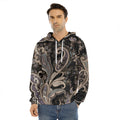 Dark Brown Paisley Pattern Print Men's Velvet Pullover Hoodie