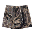 Dark Brown Paisley Pattern Print Mesh Shorts