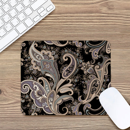 Dark Brown Paisley Pattern Print Mouse Pad