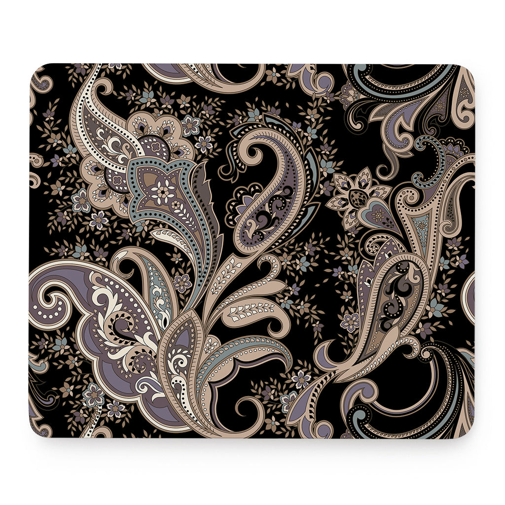 Dark Brown Paisley Pattern Print Mouse Pad