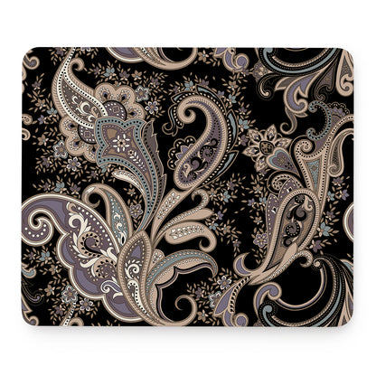 Dark Brown Paisley Pattern Print Mouse Pad