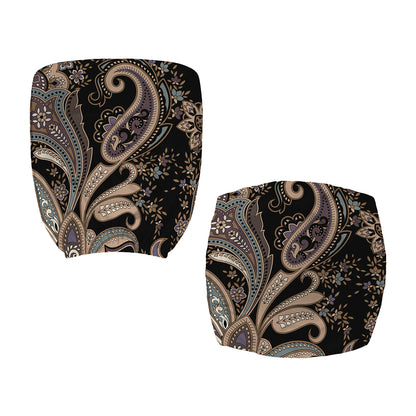 Dark Brown Paisley Pattern Print Office Chair Cover