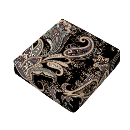Dark Brown Paisley Pattern Print Outdoor Seat Cushion Cover