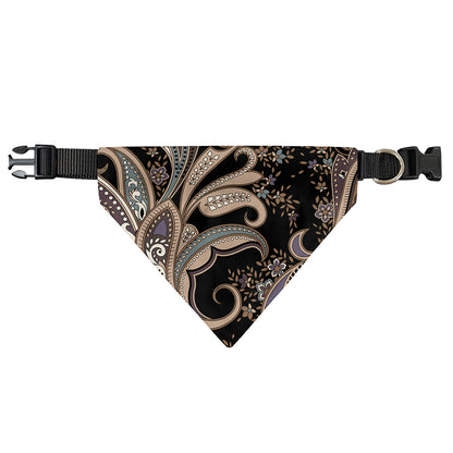 Dark Brown Paisley Pattern Print Over The Collar Dog Bandana